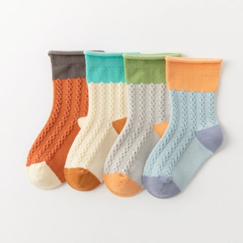 Baby & Toddler Color-Block Cable Knit Socks (4-Pack) - 0-5 Years Seamless Toe Crew Socks | Weava Socks – Weavasocks