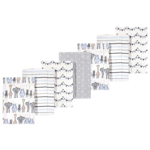 Luvable Friends Hudson Baby Flannel Burp Cloths 7pk, Royal Safari Wildlife