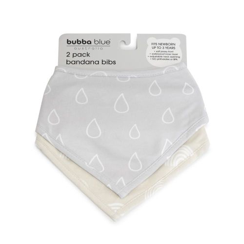 Bubba Blue Bandana Bib 2 Pack Grey & Sand
