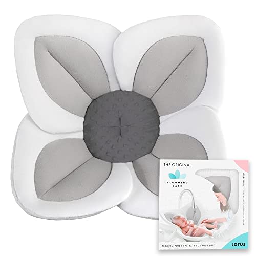 Blooming Bath Lotus - Baby Bath Seat for Sink - Premium Baby Bathtub - Newborn Bath Baby Essentials - Baby Gifts - Grey/Dark Grey - 33"