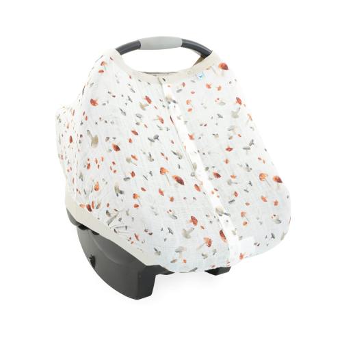 Cotton Muslin Car Seat Canopy - Mushrooms