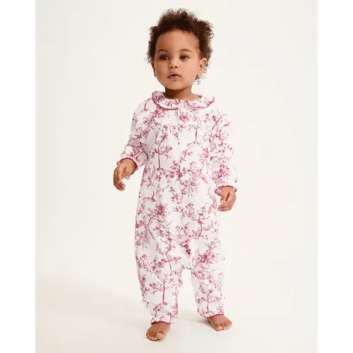Baby's Twill Madeline Romper in Red Timeless Toile