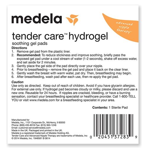 Medela Soothing Gel Pads for Breastfeeding, 4 Count Pack, Tender Care HydroGel Reusable Pads