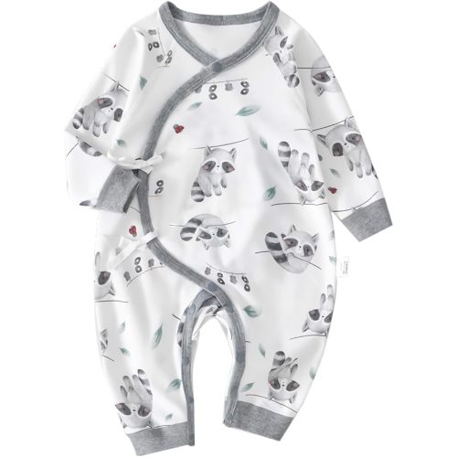 100% Organic Cotton Soft 0-6 Months Unisex Footless Newborn Baby Sleepers Pajamas Romper Boys Girls Long Sleeve