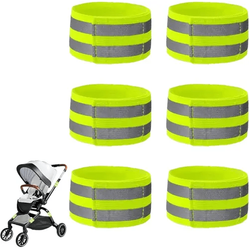 6 Pack Reflective Bands for Strollers High Visibility Elastic Reflective Gear Safety Reflectors Stroller Identifier for Baby Stroller Accessories Walking at Night Cycling and Running