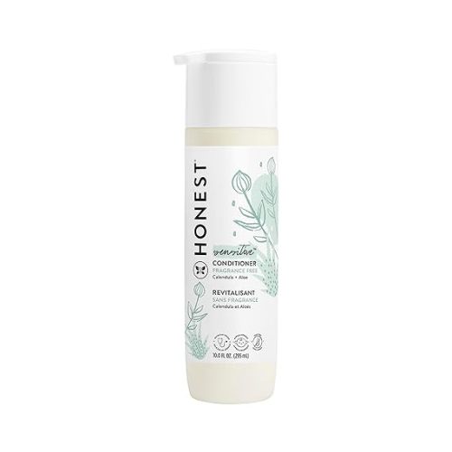 The Honest Company Silicone-Free Conditioner, Gentle, Hypoallergenic, Naturally Derived Ingredients, Fragrance-Free for Sensitive Skin, 10 fl oz