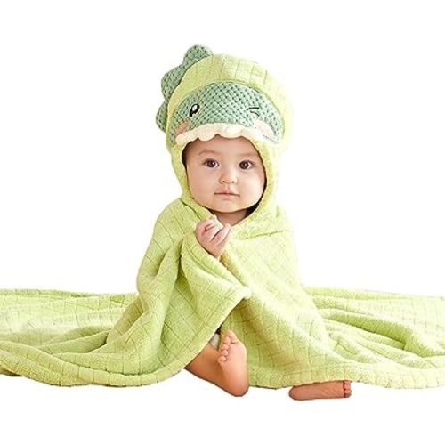 Green Baby Hooded Towels Wrap for Boys Girls,Large Washcloths Absorbent Swimming Bathrobe,Ultra Soft Bath Towel for Babie(Dinosaur 41×41 INCH)