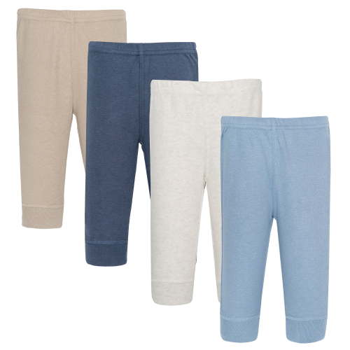 Hudson Baby Boy Cotton Pants and Leggings, Blue Taupe, Newborn