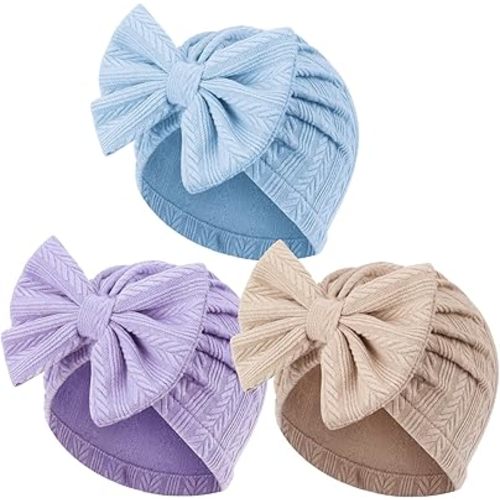 Newborn Baby Girl Hats with Bow Toddler Infant Beanie Cap Newborn Hospital Hats for Baby Girl Kid 0-12 Months