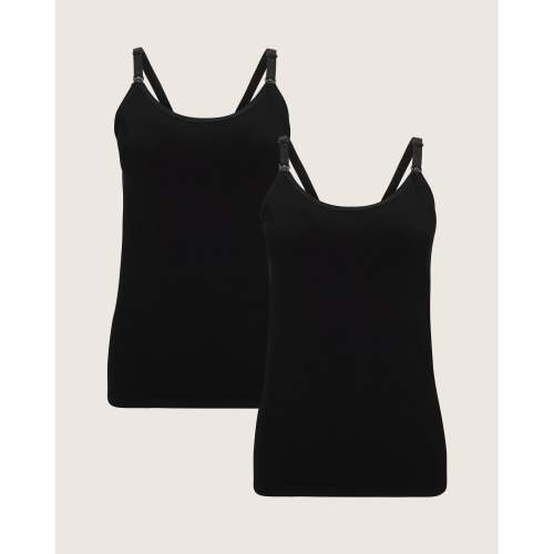 Sublime® Bamboo Nursing Camisole Two-Pack | Black & Oatmeal Heather - Kindred Bravely
