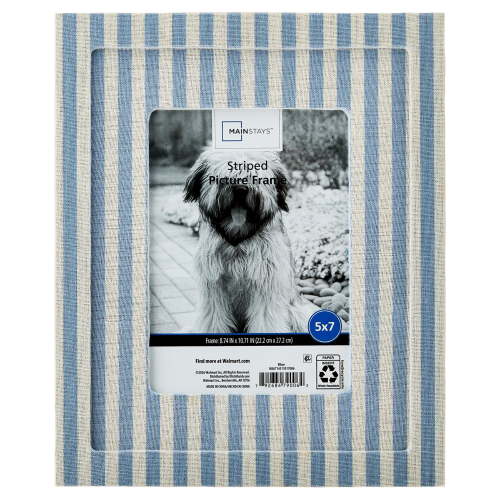 Mainstays 5 x 7 Blue and White Striped Upholstered Fabric Picture Frame