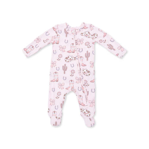2-Way Zip Ruffle Footie, Cowgirl Boots & Bows