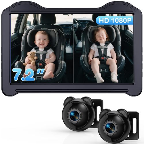Amazon.com: 1080P Dual Baby Car Camera for 2 Kids: 7.2'' Split Screen Monitor for Twins | Auto-Brightness Car Seat Camera with Cable Clips – Organizes Cables for Neat & Easy Setup for Road Trips and Daily Commutes