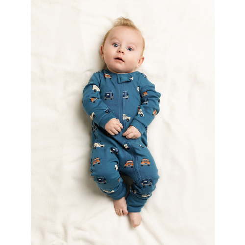 Monica + Andy Organic Cotton Gender Neutral Long Sleeve Baby One-Piece Pajama, Sizes Newborn - 24 Months