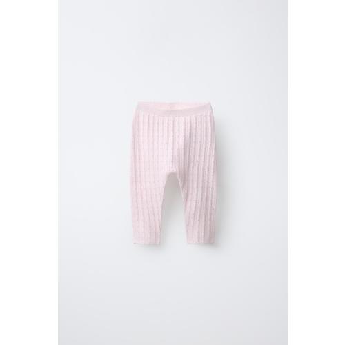 OPENWORK KNIT LEGGINGS - Pale pink | ZARA United States