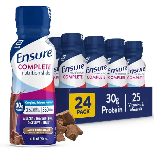 Ensure COMPLETE Milk Chocolate Nutrition Shake, Complete, Balanced Meal Replacement, Ready To Drink, 30g Protein, 25 Vitamins & Minerals, 10 fl oz—24 Pack