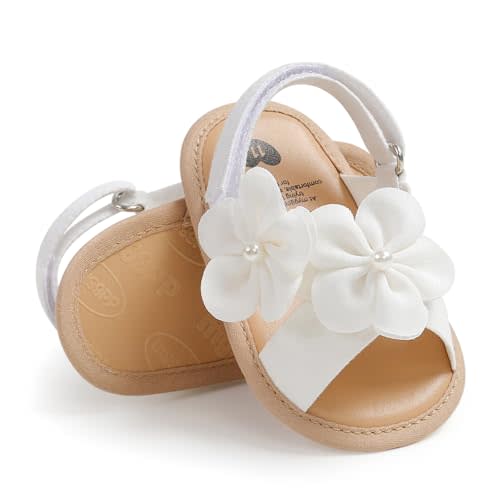 Infant Baby Girls Summer Sandals with Flower Bowknot Soft Sole Wedding Dress Flats Newborn First Walkers Crib Dress Shoes