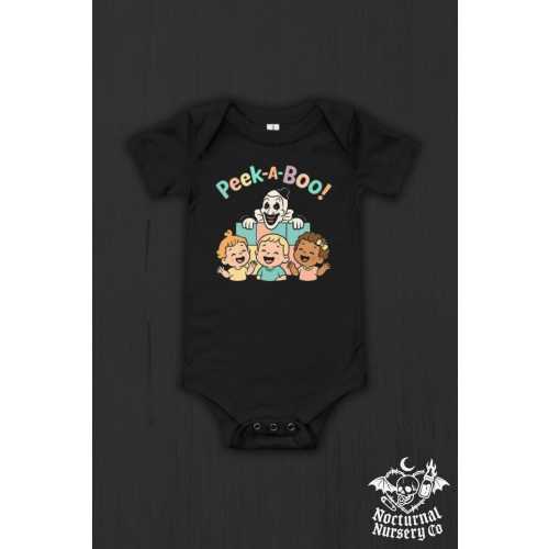 Art the Clown Peekaboo Baby Bodysuit | Cute Horror Movie Toddler Creepy Clown Halloween Outfit | Spooky Baby Shower Gift