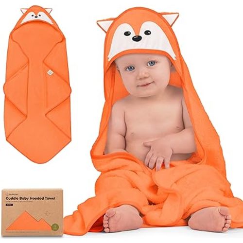 KeaBabies Hooded Baby Towel for Newborn, Baby Bath Towels (Fox, 30x30)