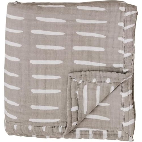 Mebie Baby Muslin Quilt, Grey Dash, 100% Muslin Cotton Baby Blankets for Girls and Boys, Muslin Baby Blanket for Newborns, Babies, Toddler, Soft Muslin Swaddle Blankets, 47"x47"