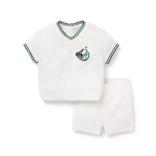 Baby White PEANUTS™ Snoopy Cable Knit Matching Baby Set by Janie and Jack