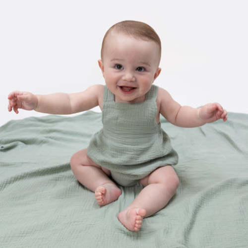 Solid Muslin Jadeite - Retro Sunsuit