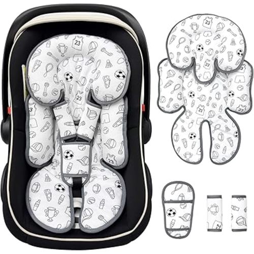 Infant Car Seat Insert, Reversible Newborn Carseat Insert Head Body Support with Strap Covers, Baby Car Seat Cushion Insert for Stroller, Baby Swing, Rocker, Bassinets, Pushchair