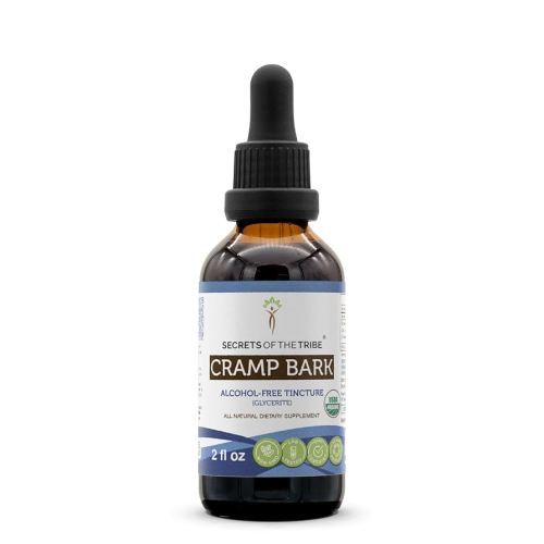 Secrets of the Tribe Cramp Bark USDA Organic | Alcohol-Free Extract, High-Potency Herbal Drops | Made from 100% Certified Organic Cramp Bark (Viburnum Opulus) Dried Bark 2 OZ