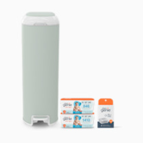Diaper Genie Platinum Stainless Steel Diaper Pail Gift Set - Sage Green