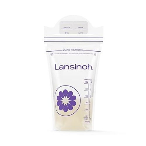 Lansinoh Breastmilk Storage Bags, 100 Count, Baby Essentials, Fast Freeze & Thaw Breast Milk Bags for Baby Bottle Feeding, Strength & Stretch, 6 Ounce | Fast Freeze & Thaw Milk Bags for Baby Bottle Feeding, Baby Essentials