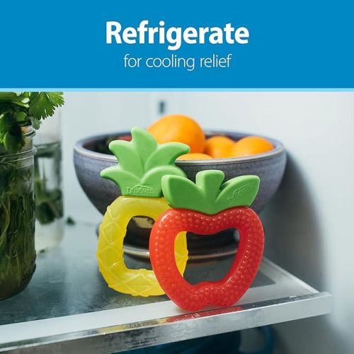 Dr. Brown's AquaCool Water-Filled Baby Teether, Cools & Massages Sore Gums, BPA Free, Pineapple and Apple, 2 Pack, 3m+