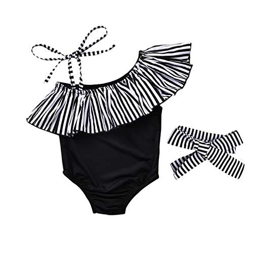Toddler Baby Girls Ruffles Bikini One Piece Swimsuits Floral Off Shoulder Swimwear Beach Bathing Suit