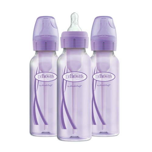 Dr. Brown's Options+ Dr Browns Baby Bottles 8 Oz 3 Ct | Purple Baby Bottles 0-3 Months | Dr Browns Anti Colic Bottles | Breastfeeding Bottle | Slow Flow Bottles for Newborn Babies | Vented Nipple Type