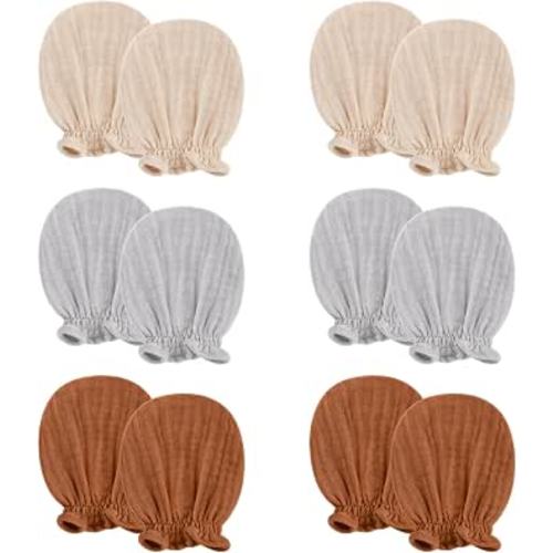 Pro Goleem Muslin Baby Mittens for Newborn, 100% Cotton No Scratch Soft Breathable Gloves for Boys and Girls 0-6 months