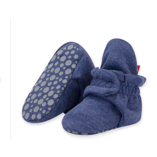 Organic Cotton Gripper Baby Booties - Heather Navy – Zutano