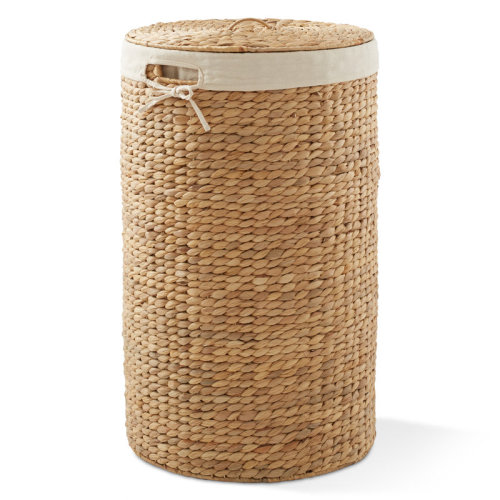 Bayou Breeze Round Laundry Hamper Basket with Lid & Liner for Clothes & Reviews | Wayfair