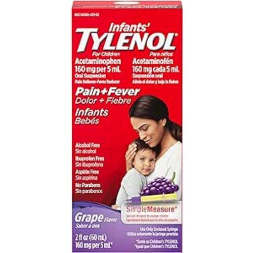 Amazon.com: Infants' Tylenol Acetaminophen Liquid Medicine, Grape, 2 fl. oz : Health & Household