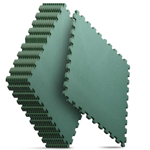 Home Gym Mat, Puzzle Exercise Mat, EVA Interlocking Foam Floor Tiles for Home Workout Equipment and Kids' Play Areas - Blue, 24 in x 24 in x ½ in - (Green, 12 Pack (48 SQ FT))