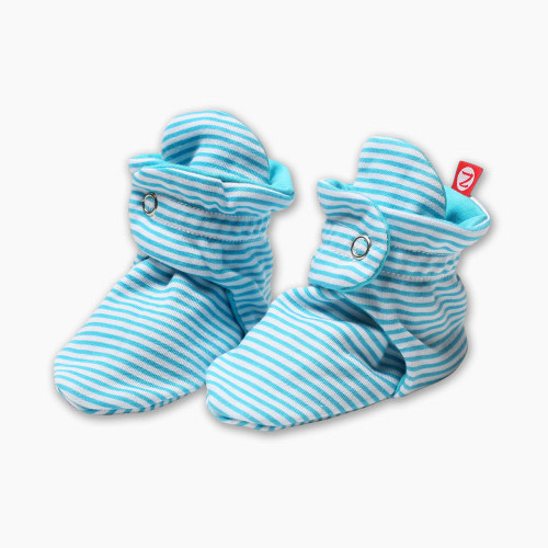 Zutano Candy Stripe Cotton Baby Booties - Pool, 3-6 Months