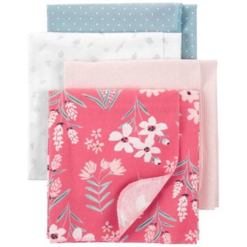 carter's® Newborn 4-Pack Floral Cotton Flannel Receiving Blankets in Pink - PINK - 30" X 40"