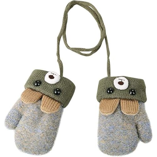 Baby Mittens Warm Mitts Infant Full Finger Gloves Magic Snow Mittens on String