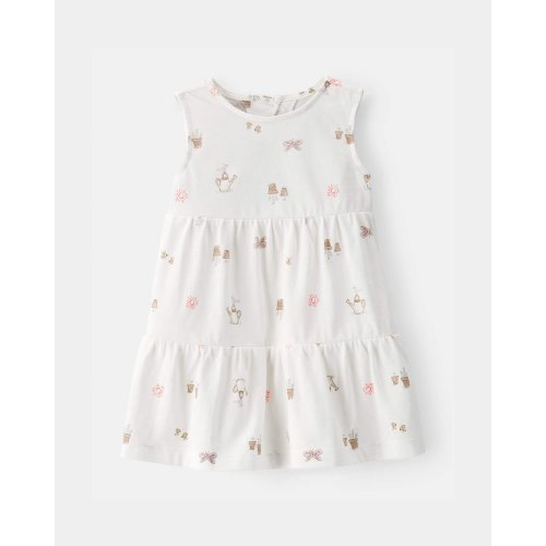 Baby Girl Gardening Print Sleeveless Dress - White | Carter's