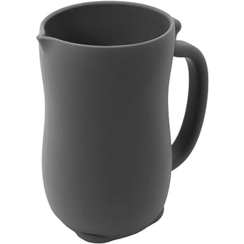 mandoo Baby Bath Rinse Cup - Food Grade Silicone - Shampoo & Body Washing Rinser Cup For Kids with Easy Grip Handle to Rinse Baby Shampoo and Soap - Baby Essentials (Dark Gray)