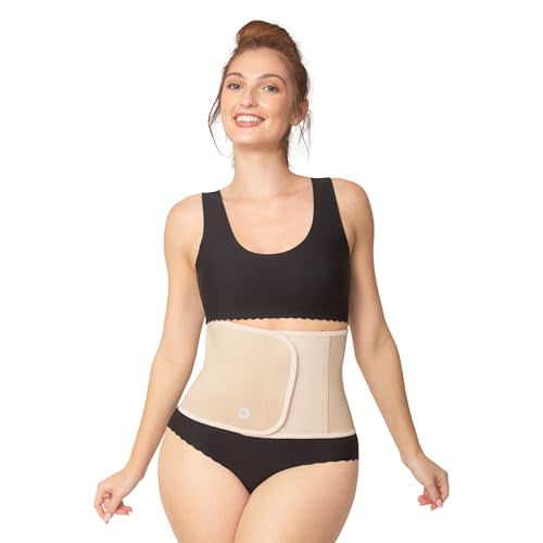 Belly Bandit Basics Postpartum Belly Wrap - Adjustable Wrap w/Compression for Core & Back Support - Maternity Binder Post Partum Recovery for Natural or C-Section Birth Tummy Control - Nude, Medium