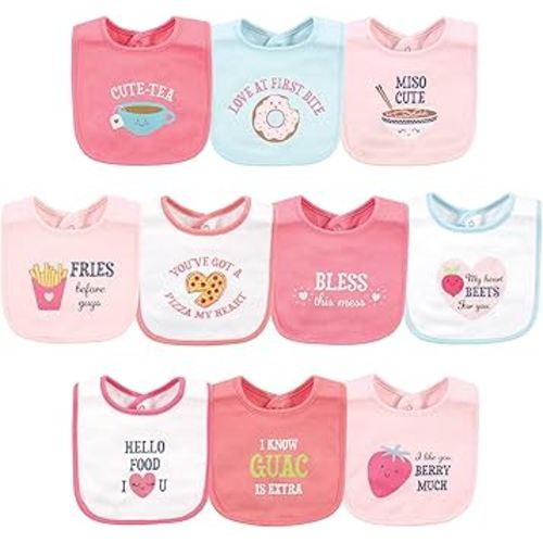 Hudson Baby Unisex Baby Cotton Bibs, Food Puns Girl, One Size