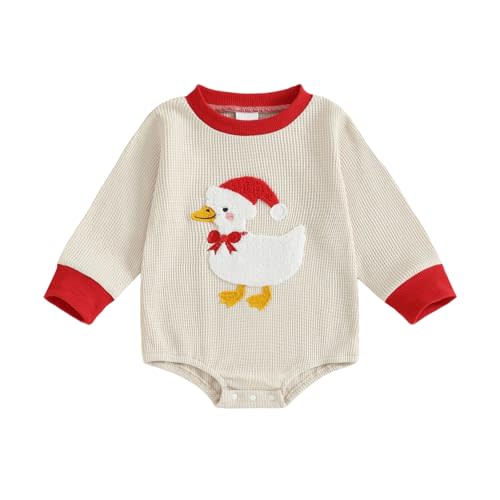 Infant Long Sleeve Bubble Romper Baby Boy Fall Winter Outfits Newborn Waffle Knit Embroidery Bodysuit Clothes