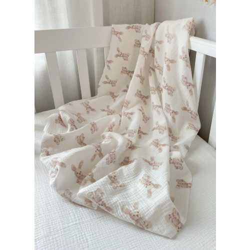 Flower cotton muslin swaddle blanket | 100% organic cotton | fall baby swaddle | baby shower gift | baby girl swaddle | baby girl blanket