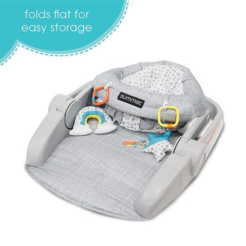 Bright Starts Learn-to-Sit 2-Position Floor Seat (Heather Gray) – Sit Baby Up in This Adjustable Baby Activity Seat Appropriate for Ages 4-12 Months – Includes Toys, Funfetti Neutral