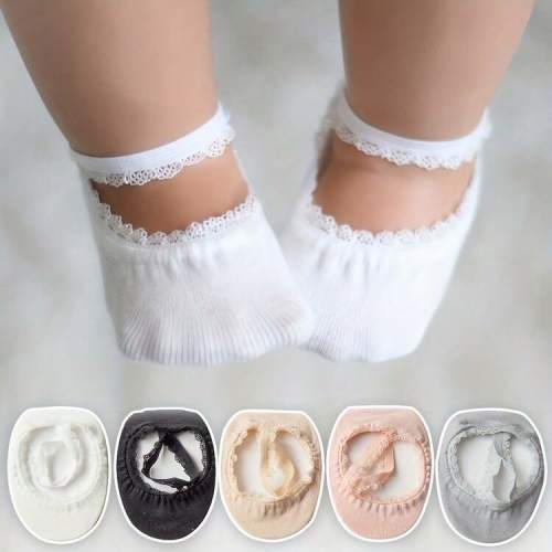 1 Pair Baby Girls' Lace Princess Boat Socks, Lightweight, Breathable, Invisible Socks For Infants & Toddlers, Elegant Princess Style, Non-Slip Comfortable For Home & Daily Wear, Spring/Summer | SHEIN USA