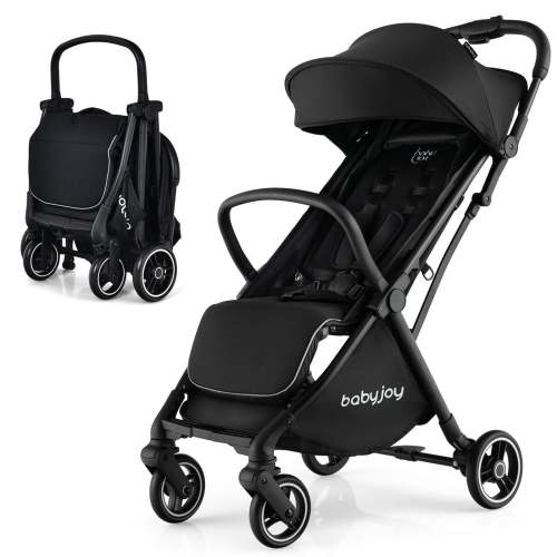 One-Hand Folding Portable Lightweight Baby Stroller With Aluminum Frame-Black